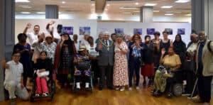 Diversity of elderly individuals and caregivers at a community event promoting frailty awareness among different ethnic groups.